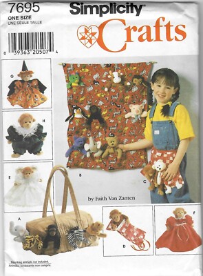 SIMPLICITY 7695 Tote Apron Sleeping Bag Clothes for 9'' Animals UNCUT 1997