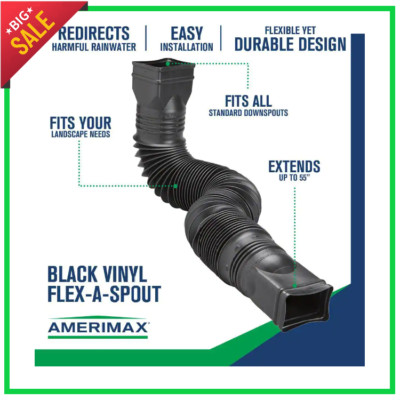 Downspout Extension Expandable 25-55'' Flex Drain Rain Pipe Spout Gutter Flexible