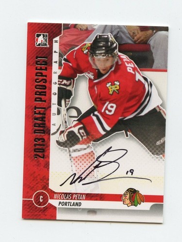 2013 ITG DRAFT PROSPECTS AUTOGRAPH AUTO #NP2 NICOLAS PETAN WINTERHAWKS *63763