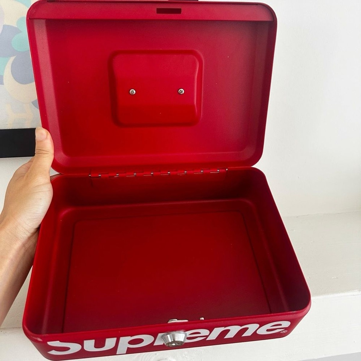 Rare Supreme Red White Box Logo Tool Box Lockbox with Lock & Keys
