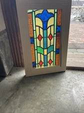 SG4955 antique Stained Glass vertical window 14 1/8 x 21.75