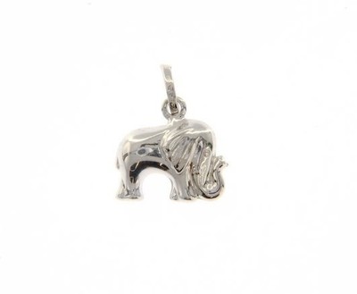 18K WHITE GOLD ROUNDED ELEPHANT PENDANT CHARM 17