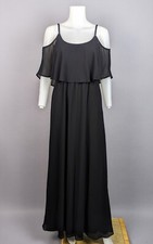 Show Me Your Mumu Caitlin Ruffle Maxi Dress Black Chiffon Off Shoulder Sz Small