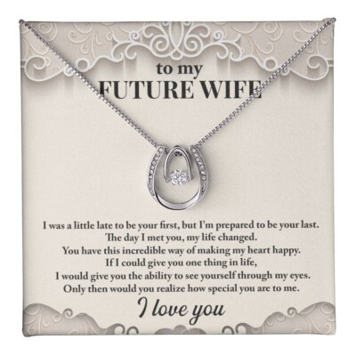Gift For FUTURE WIFE Women Fashion Necklace Jewelry With Message Card Crystal