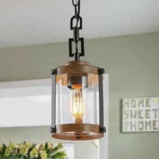 LNC Modern Farmhouse Chandelier Mini Island Pendant Light w/ Seeded Glass Shade