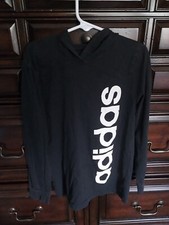 Adidas Boy's Black Pullover Lightweight Cotton Hoodie Size 7