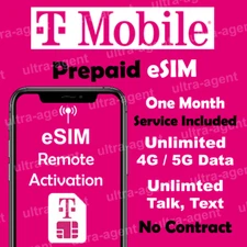 T-Mobile eSIM Unlimited Data 5G/ LTE 1 Month- Remote Activation- Please Read