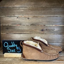 New NWOB Womens Quoddy Dorm Boot Tan Sheepskin Ankle Slippers Moccasins Size 5