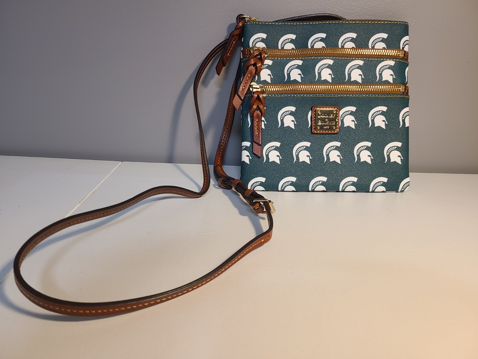 MSU Dooney & Bourke Collegiate Crossbody Purse NWOT, Green Leather eBay
