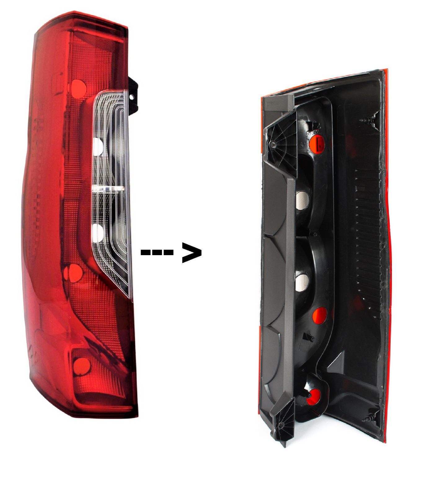 2x Rücklichtglas Für Sprinter, Crafter, MAN - Rot/Weiß E4 Geprüft