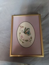 Vintage Cross Stich Prof Framed Butterfly  Flowers Cottagecore