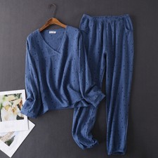 Women's Gauze Cotton Pajamas Set Sleepwear Pijamas Long-sleeved Trousers Pajamas
