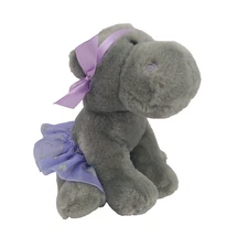 The Petting Zoo HIPPO Ballerina Plush Stuffed Animal Toy Gray Purple Tutu Hearts