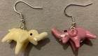 PINK/WHITE ELEPHANT GLASS BEAD EARRINGS w/SS Ear Wires AFRICAN ASIAN TRUNK TUSK — photo 2