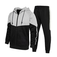 Men's Tracksuits 2 Piece Set Hoodie Sweatsuits for Men X-Large Grey/Black