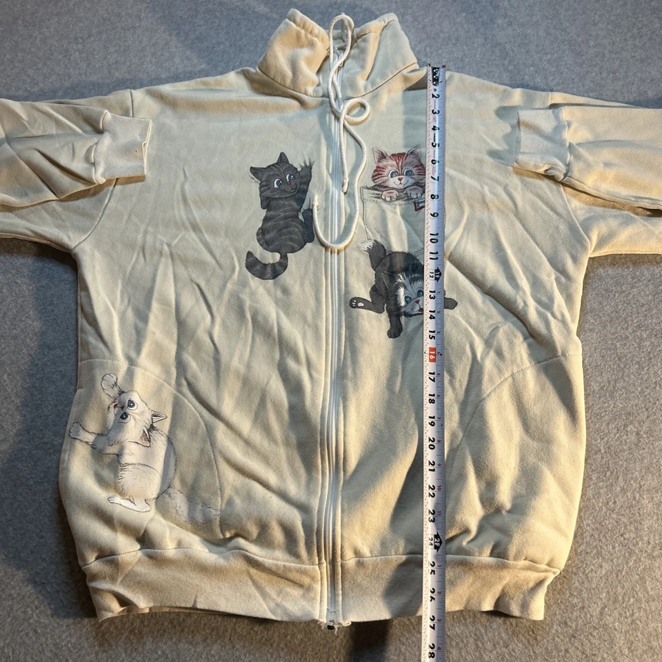 Винтажный 90-х Cat графический полный молнии повседневная куртка - мужской размер большой L - Изображение 4 из 4