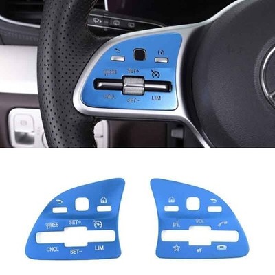 Front Steering  Wheel Frame For Benz GLE GLS Cover Trim 2020-2022 Blue Aluminum