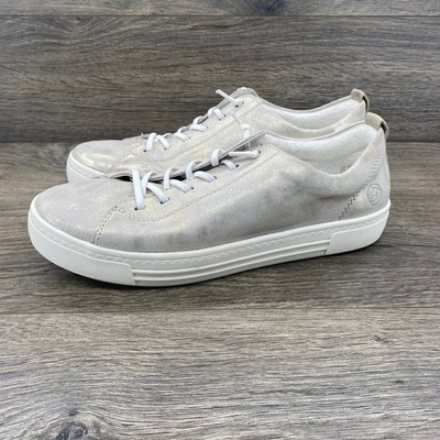 Remonte Soft Metallic Leather Lace Up Fashion Shoes Silver Women Size 41 US 9.5