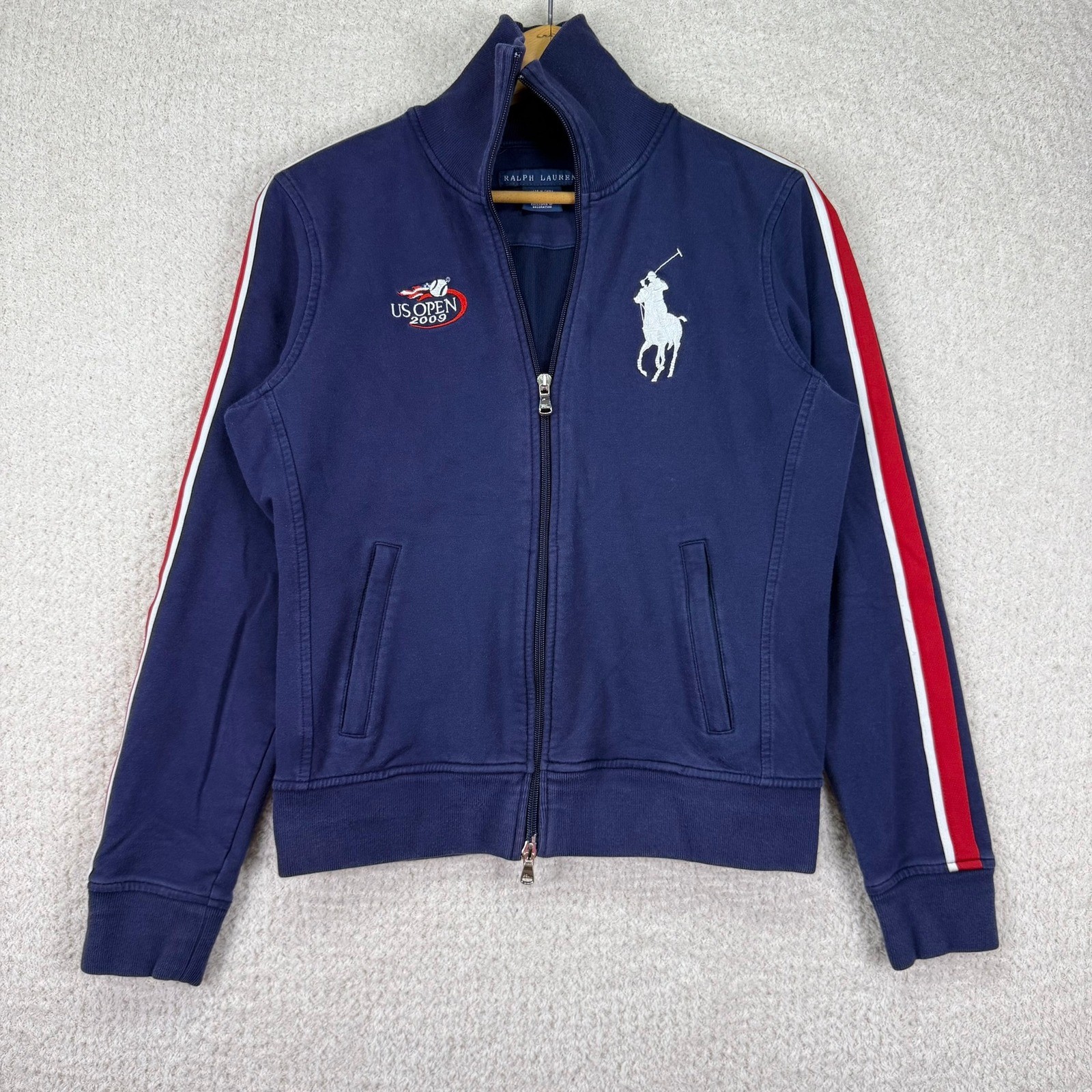 Giacca Ralph Lauren Big Pony US Open 2009 ufficiale Ballperson full zip blu navy taglia M