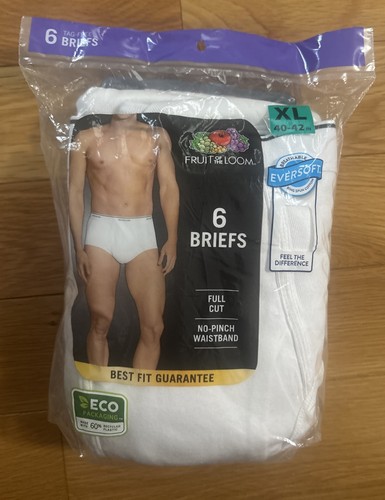 Fruit of the Loom FTL-6P762 Briefs Men's Underwear White (6 Pack) Size XL 40-42