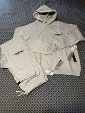 NWT Fear of God Essentials Set Hoodie  Sweatpant Light Oatmeal Size Small