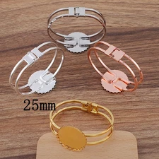 1PC Brass Round Cabochon Blank Cuff Bracelet, Bezel Round Multi Colors QBB20