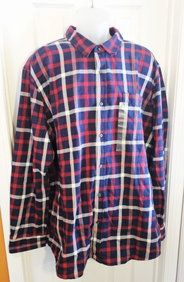 Dip Flannel Shirt Red White Blue Window Pane Plaid 2XLT Cotton New Original Tags
