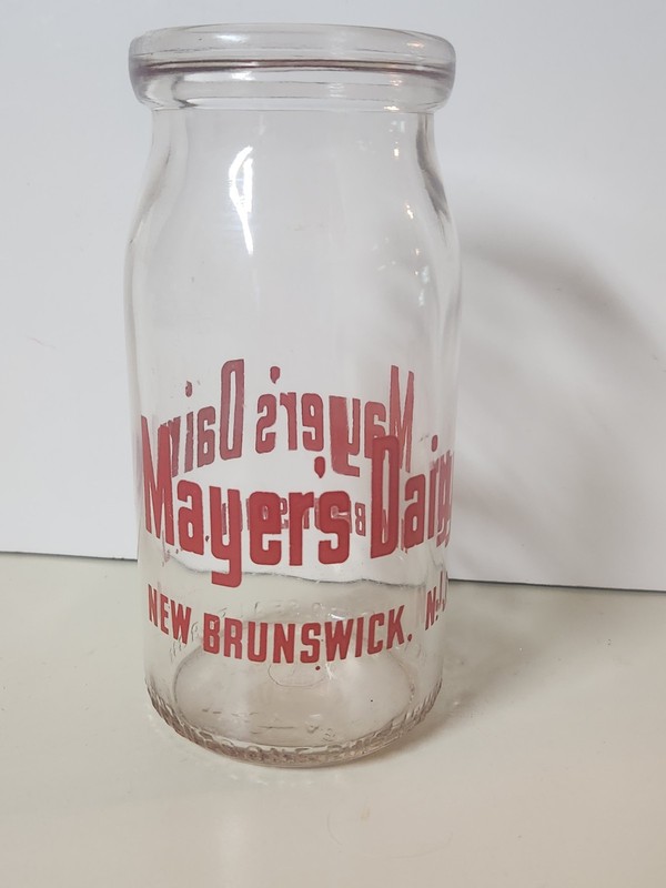 1948 Nice clean Mayer's Dairy Pint Glass Milk Bottle New Brunswick NJ Duraglas
