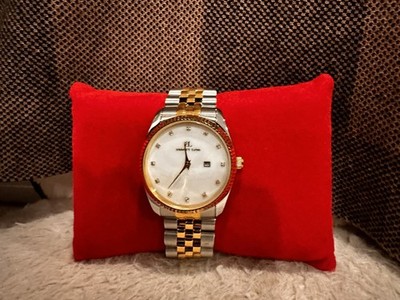 Abbott Lyon Belgravia 36mm Pearl & Crystal Link Watch Two-Tone Gold Silver