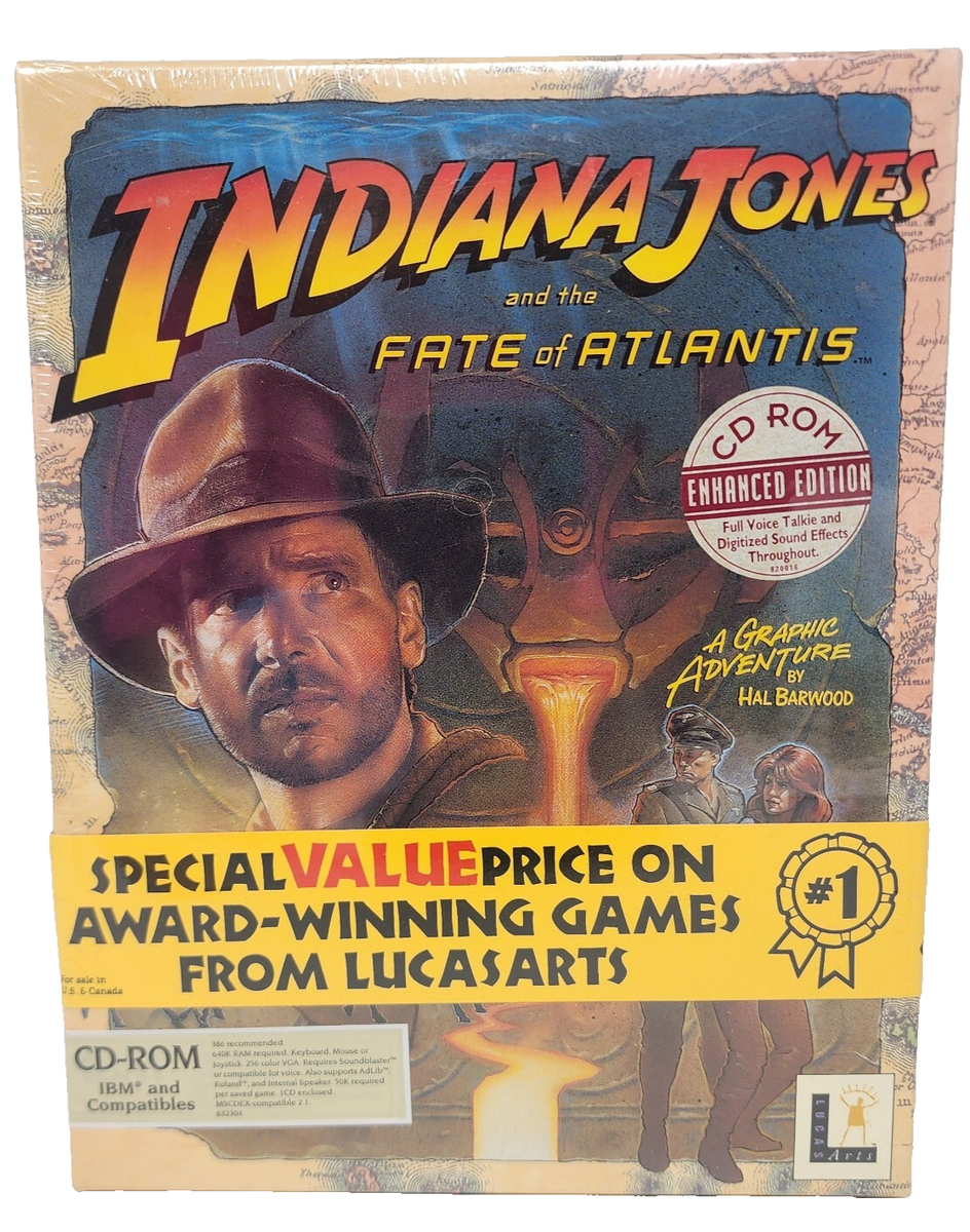 New Sealed Indiana Jones and the Fate of Atlantis PC CD-ROM