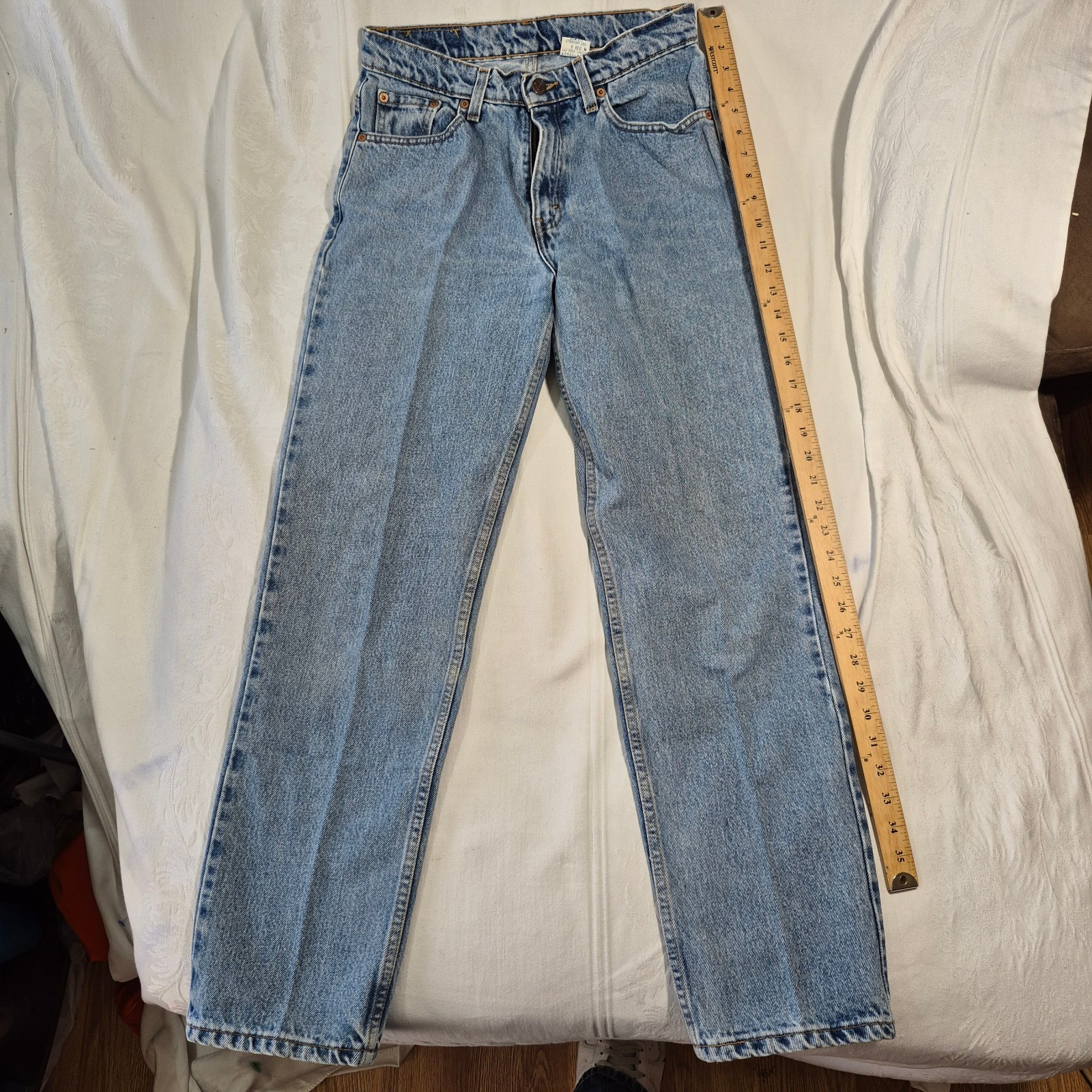 VTG LEVIS 512 JEANS SLIM FIT TAPERED LEG BLUE 28x30 SIZE 8 MADE IN MEXICO