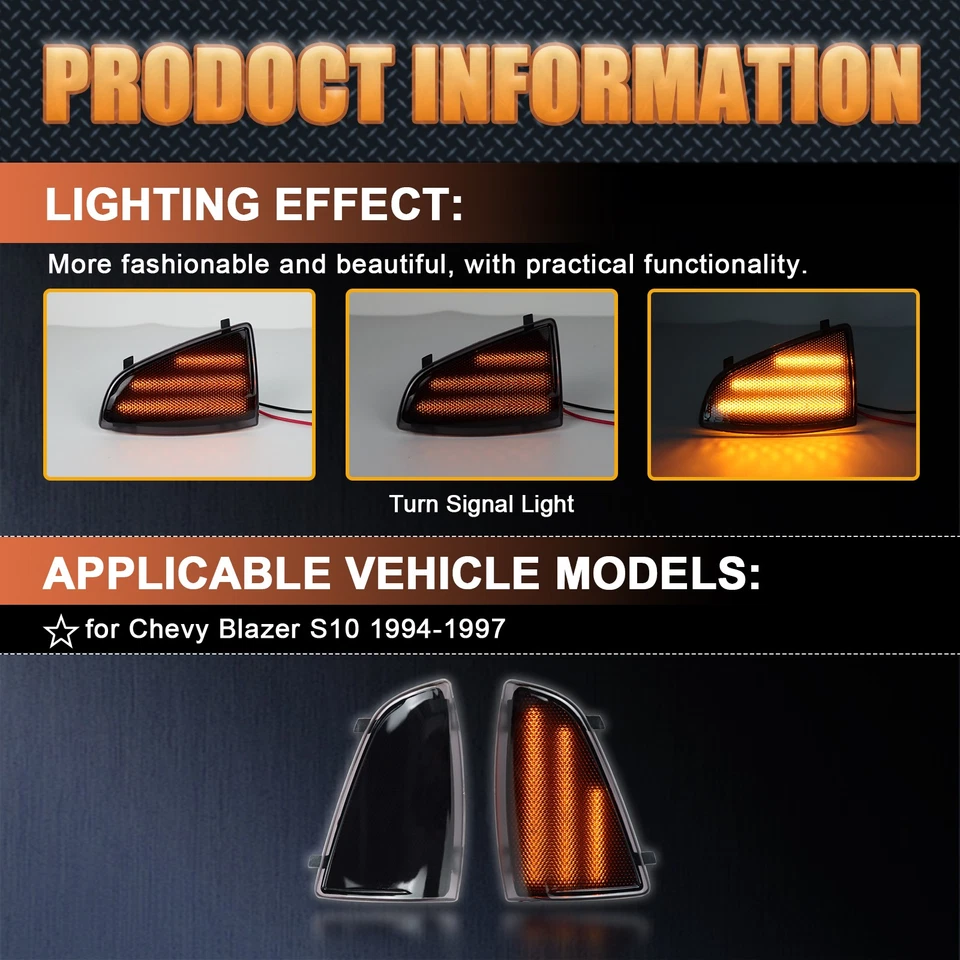 Luz de señalización LED delantera intermitente ahumada para Chevy S10 1994-1997 Blazer LS Foto 4 de 4