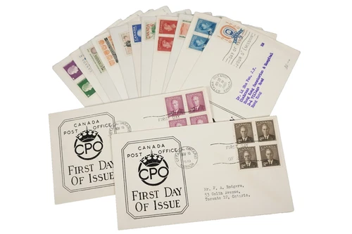 CANADA CPO THERMGRAPHED 1940s-1960s COLLECTION OF 14 FIRST DAY COVERS