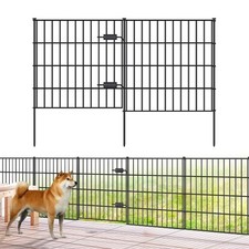 Metal Garden Fence 28in H x 23.3ft L , 1 Gate 9 Panels Dog Fence Border ...