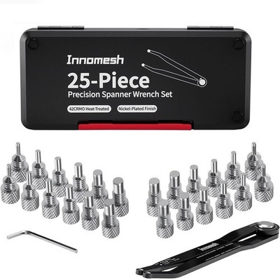 25 Piece Pin Spanner Wrench Set,42CRMO 25PC, Black, Silver 