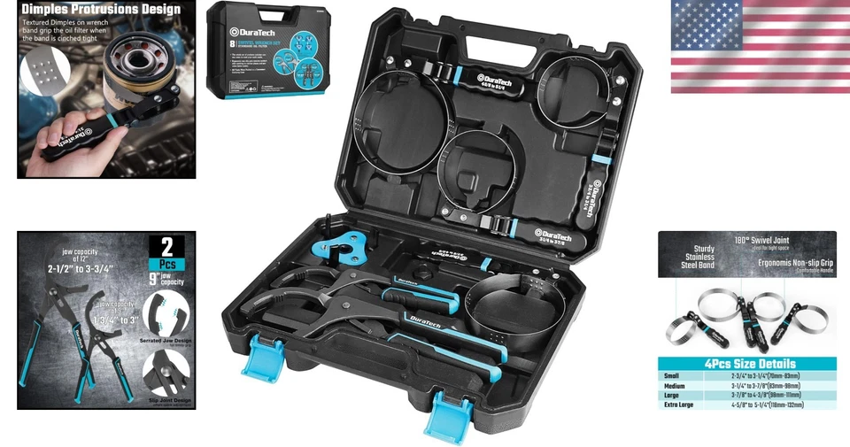 Adjustable Oil Filter Pliers Set with Storage Case - Image 2 of 4