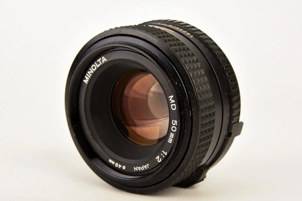 Lente Minolta MD 50 mm f/2 estándar Prime MF para cámaras MD MC SR montura 35 mm V25 Foto 2 de 4