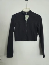 H&M Women’s Cropped Zip-Up Jacket Black Size S Activewear NWT