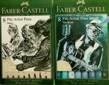 STYLOS D'ARTISTE FABER-CASTELL PITT NOIR ET BLEU SET DE STYLOS ENCHÈRES ~ 16 STYLOS ! ~ OFFRE @ 10,99