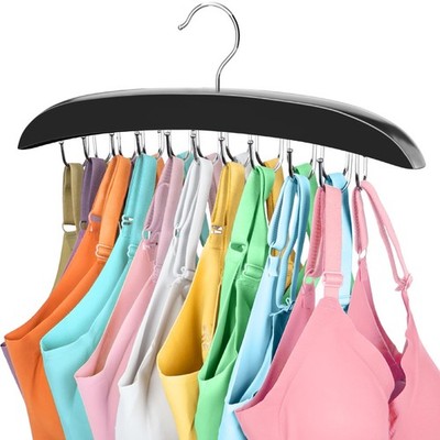 360 Bra Hanger Organizer, 20 Metal Hooks, Space Saving Closet Storage, Black