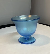 Blue Stretch Glass Salt Dip Open Cellar Dish