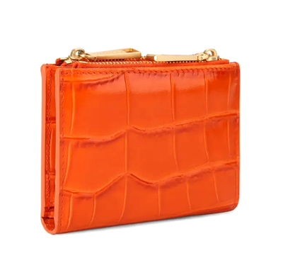 NWT Kurt Geiger London Orange Mini Purse Croc Kensington Wallet