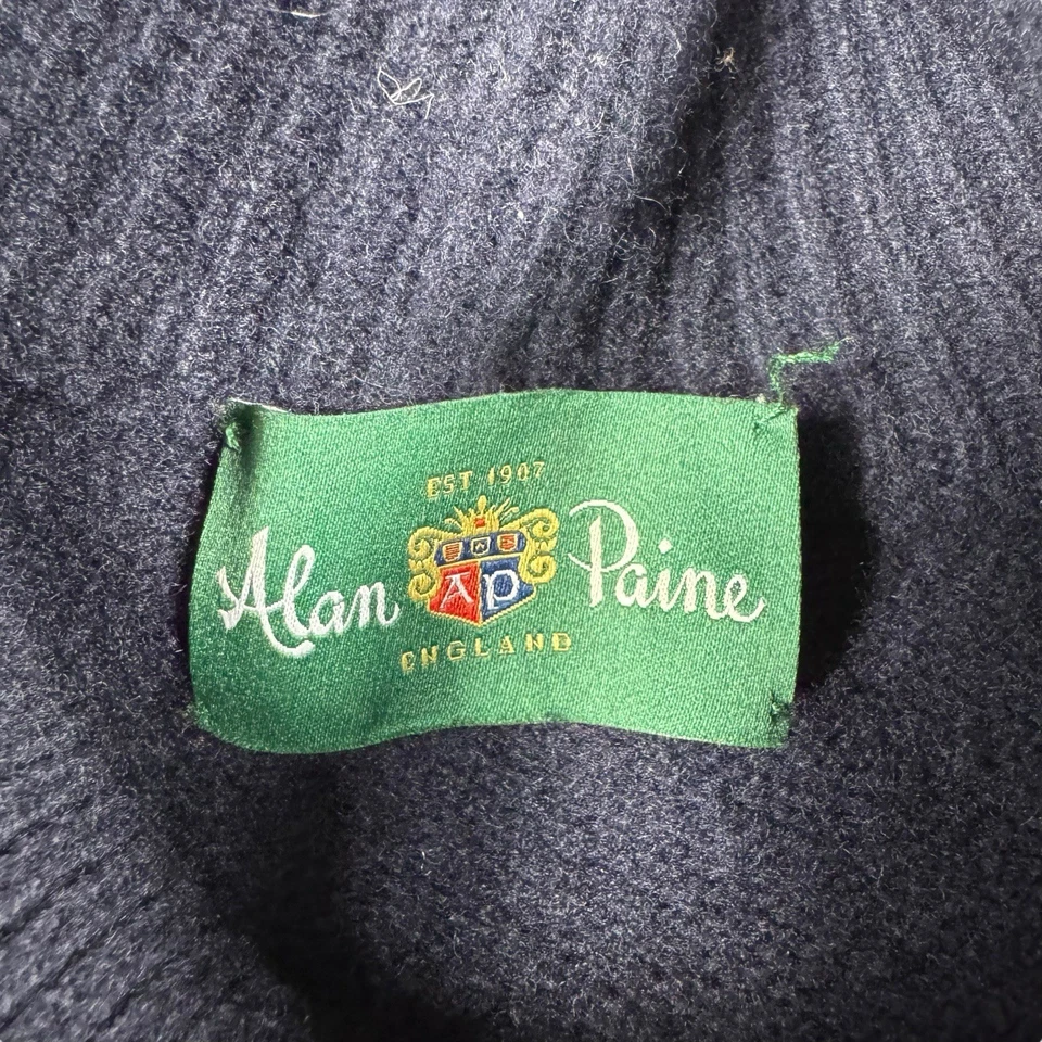 Мужской свитер Alan Paine 44 в елочку кардиган шерсть твид имитация шеи локоть нашивка - Изображение 4 из 4