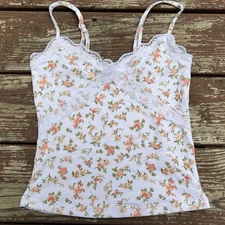 Charlotte Russe Babydoll Camisole Lace Trim Floral Feminine Cute Y2K Tank Top|SM
