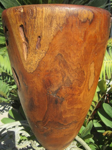 Huge earlie Antique carved Natural grain Burl Wood wooden Floor Vase 15.5" - Picture 2 of 11