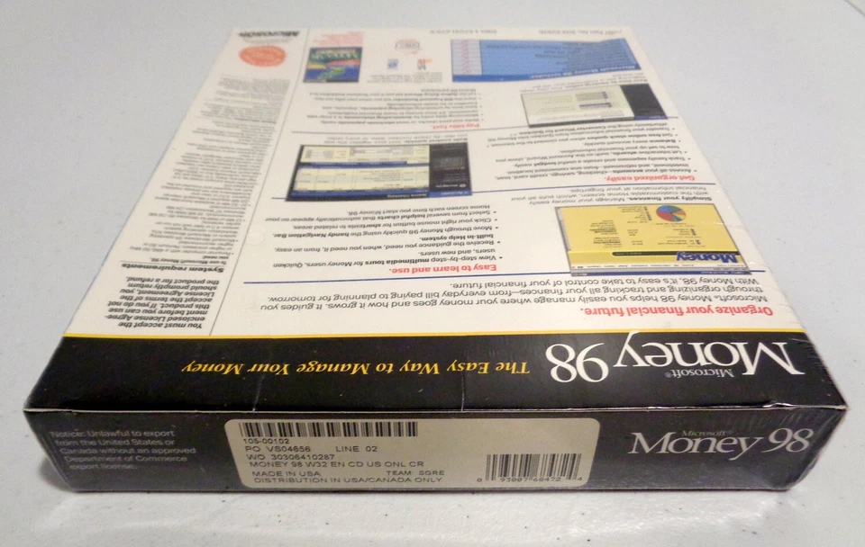 Software CD-ROM Microsoft Money 98 PC SELLADO Windows 95/NT Big Box Hecho en EE. UU. NUEVO Foto 2 de 4