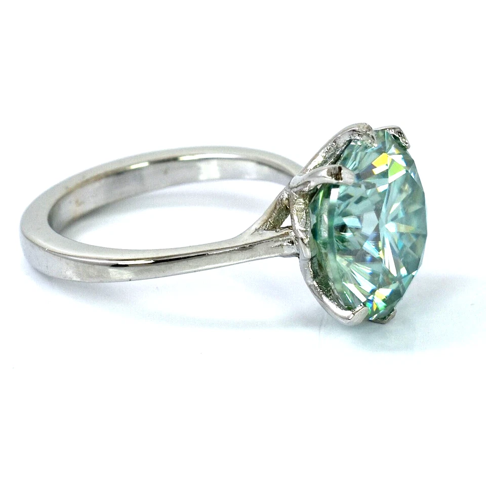 Anillo de diamantes azules VS1 naturales certificados de 5,5 quilates para regalo de aniversario en plata 925 Foto 4 de 4