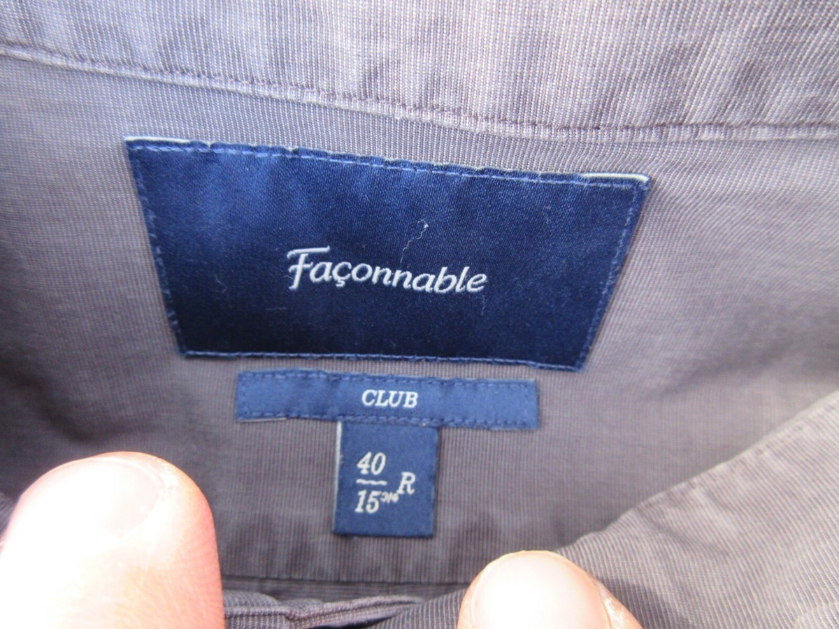 Chemise Façonnable Club Homme Grise - Taille M/40, Manches Longues, Coton