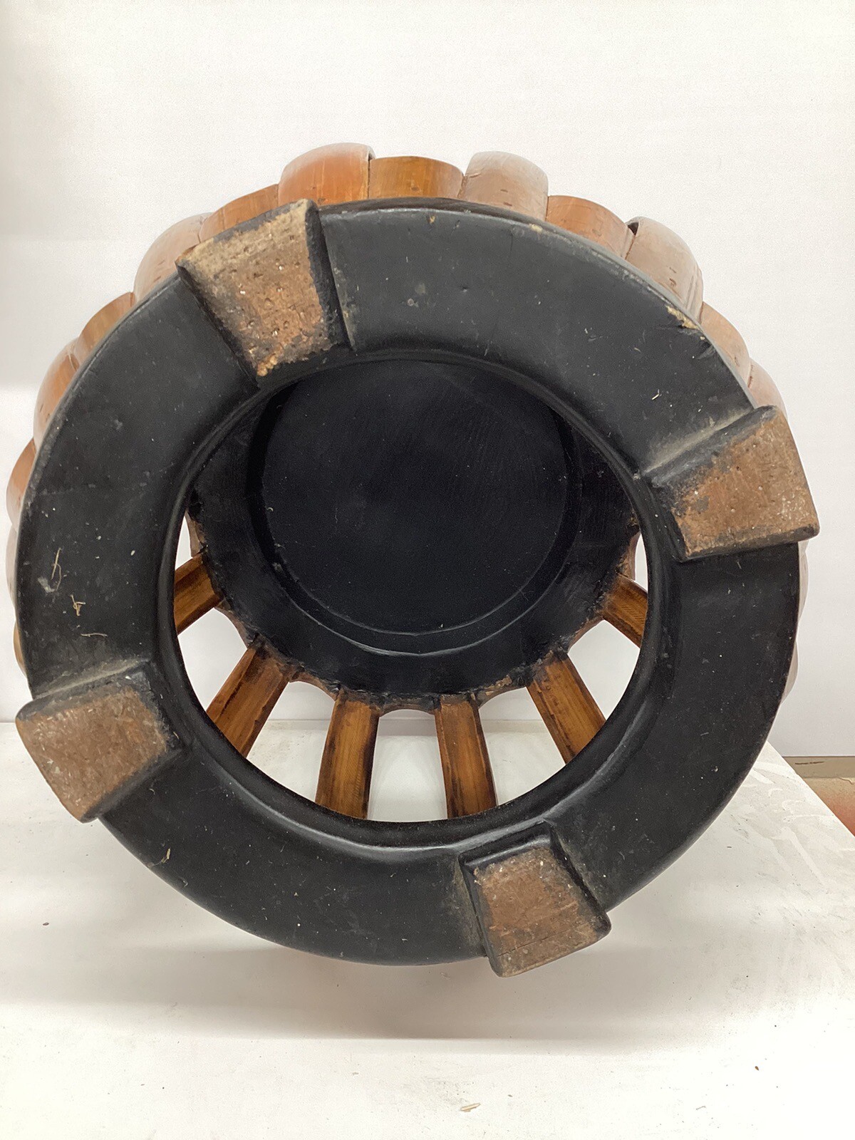 Antique Chinese Rare Bamboo Barrel Stool Tall 18 1/2 in 中国 复古 竹节 板凳