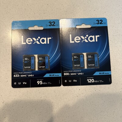 Lexar 32GB High-Performance 800x UHS-I SD HC Memory Card BLUE Series - (4-Pack)